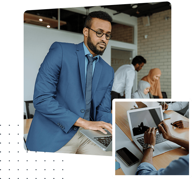 Travel professionals coordinating customer journeys in an office